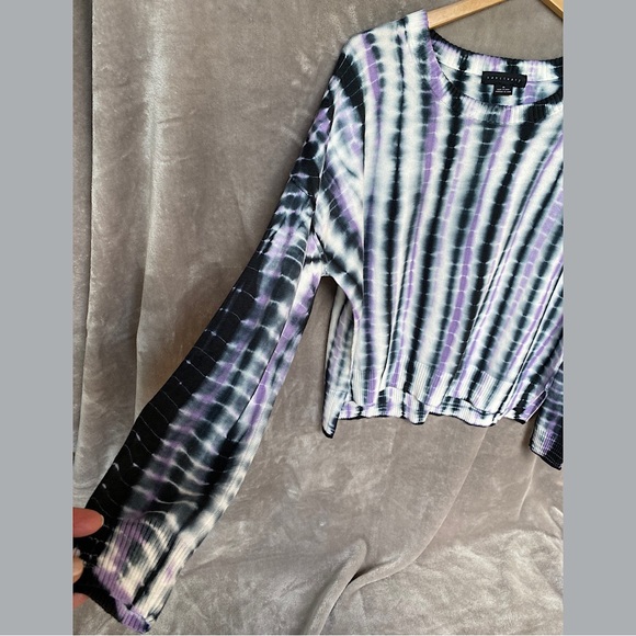 🎉Sanctuary Sunsetter Tie Dye Sweater, Women’s Sz Med, Purple/Lavender/Bla… - Picture 5 of 7